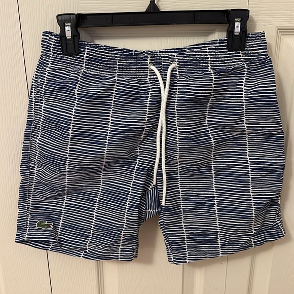 Lacoste men’s striped blue/white swim trunks size small - Picture 4 of 10
